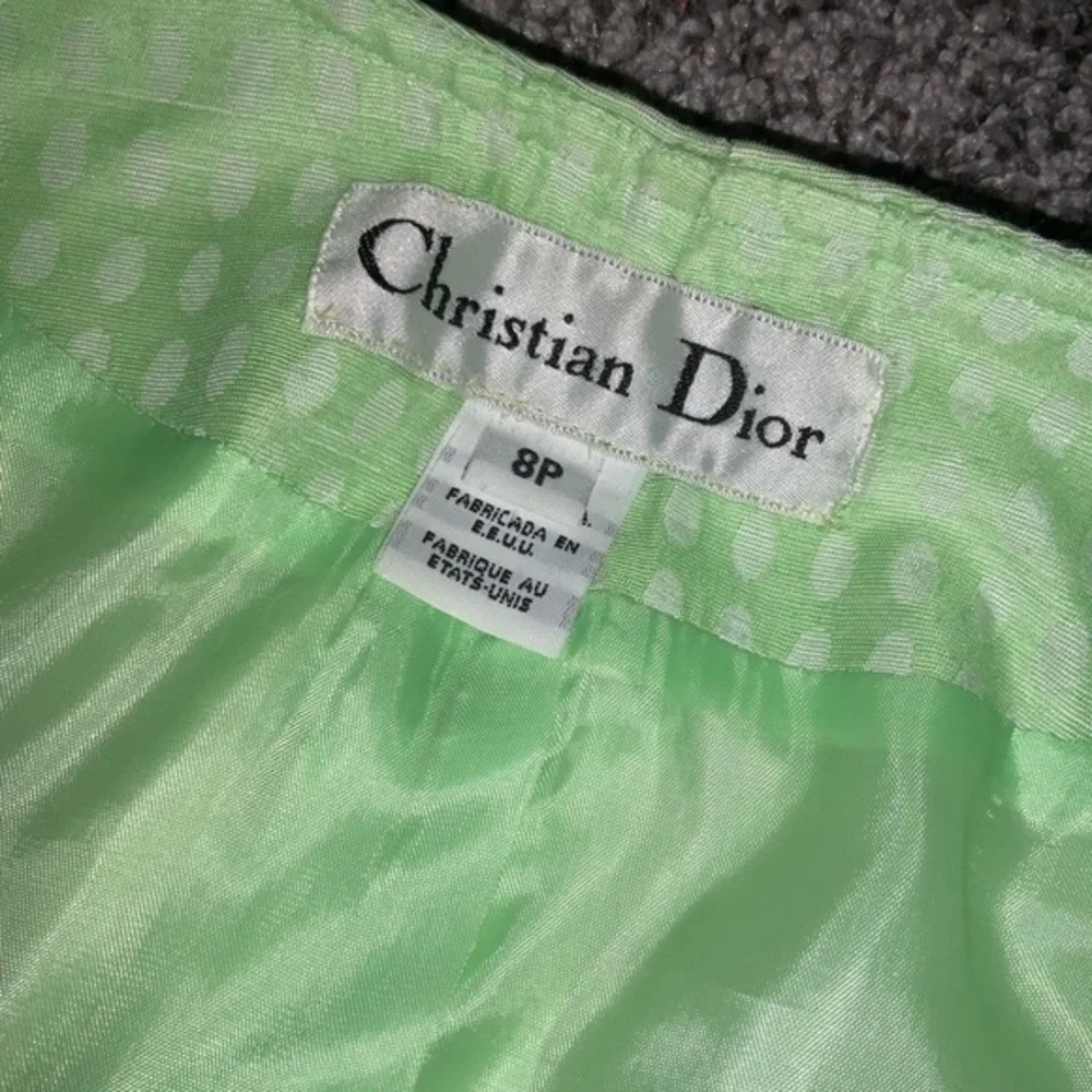 Vintage Christian Dior Zip-Up Long Sleeve Blazer Green and White Sz 8P Designer